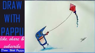 Flying Kite drawing
