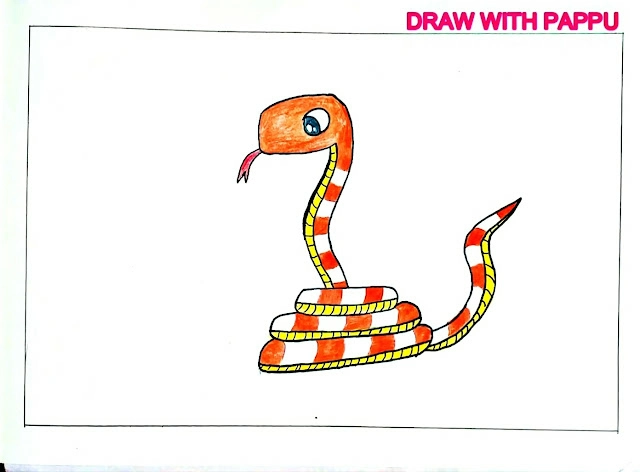 How to Draw a Snake - Step-by-Step Guide 6 How to Draw a Snake Step By Step – Easy Drawing For Kids 5