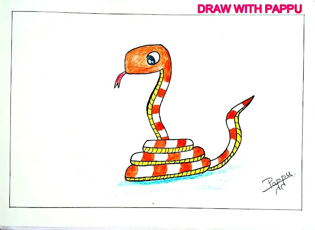 How to Draw a Snake - Step-by-Step Guide 7 How to Draw a Snake Step By Step – Easy Drawing For Kids 6