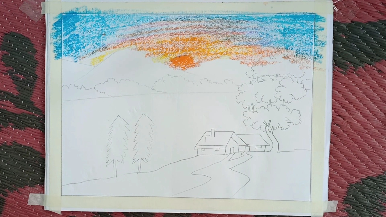 Village Scenery Drawing Step By Step 11 1
