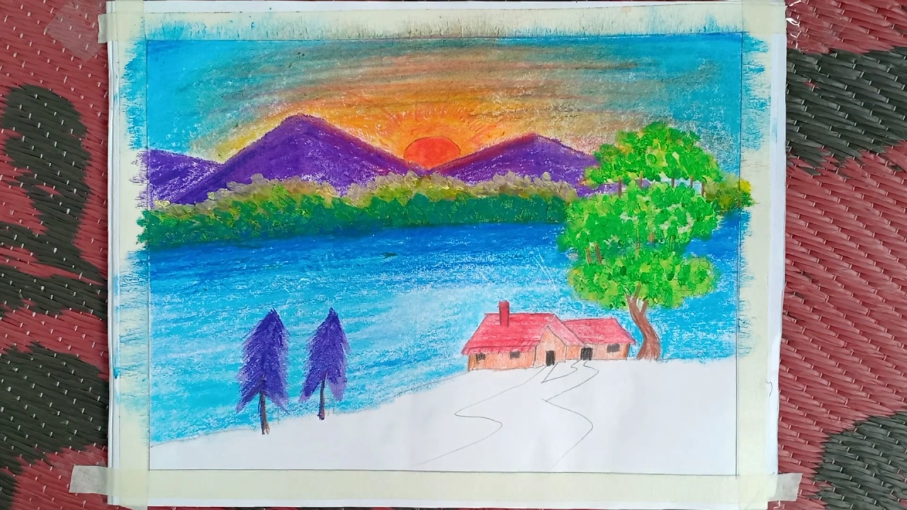 Village Scenery Drawing Step By Step 21