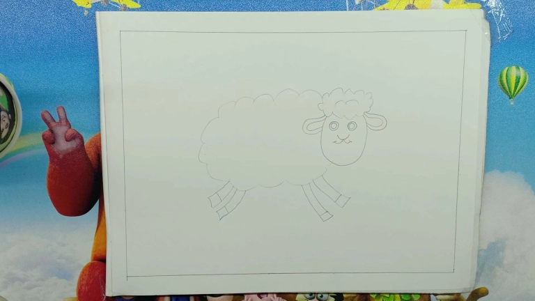 Learn to Draw a Sheep with Circles and Curved Lines 5 How To Draw a Sheep Step By Step 4