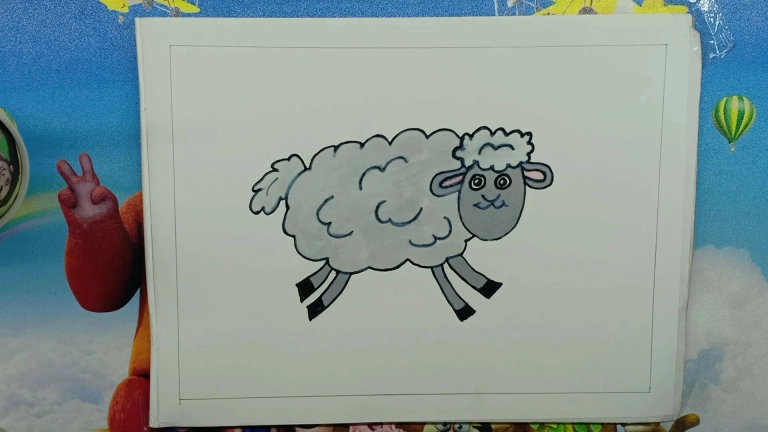Learn to Draw a Sheep with Circles and Curved Lines 9 How To Draw a Sheep Step By Step 8