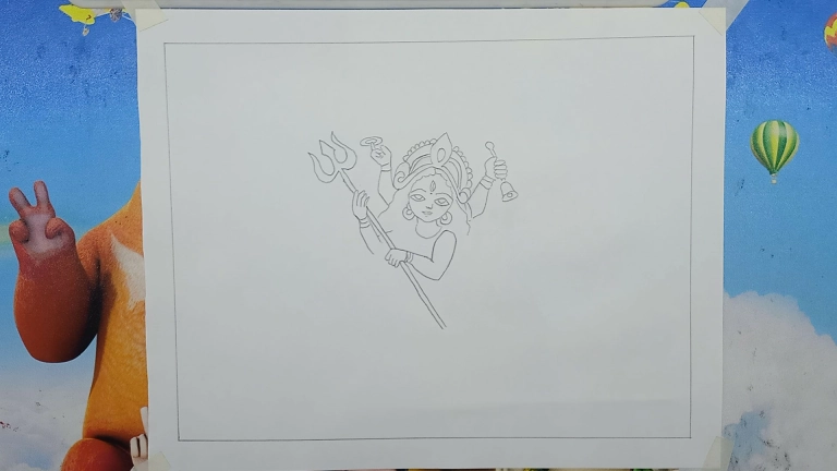 Durga Puja Drawing Easy Step by Step For Kids/Beginners 5 Durga Puja Drawing Easy Step by Step For Kids/Beginners