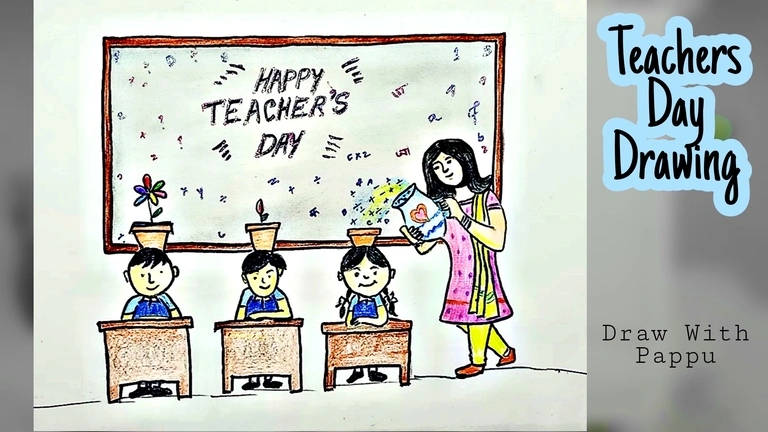 teachers day drawing easy