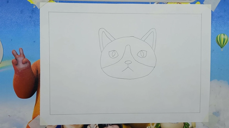 Cat Head Drawing Easy Step by Step - Oil Pastel Drawing 4 Cat Face Drawing 3