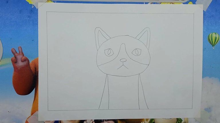 Cat Head Drawing Easy Step by Step - Oil Pastel Drawing 5 Cat Face Drawing 4