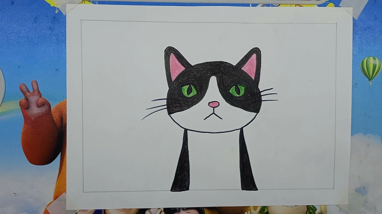 Cat Head Drawing Easy Step by Step - Oil Pastel Drawing 8 Cat Face Drawing 7