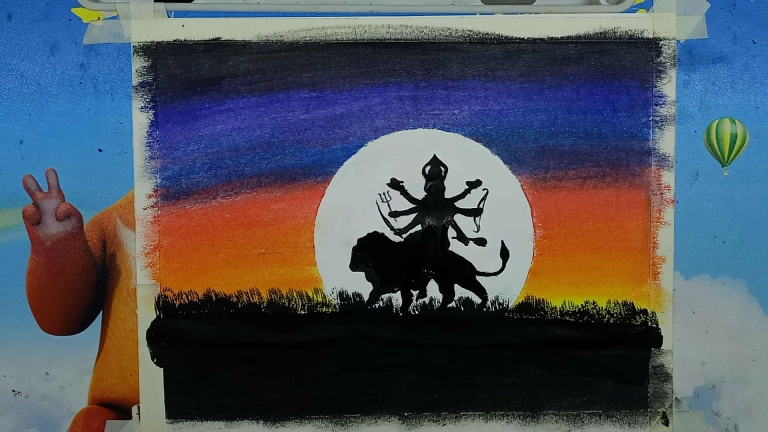 Durga Puja Theme Drawing Easy - Durga Puja Drawing Competition Ideas 9 Devi Durga Theme Drawing 8