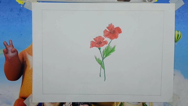 Poppy Flower Drawing Easy Step by Step For Kids/Beginners