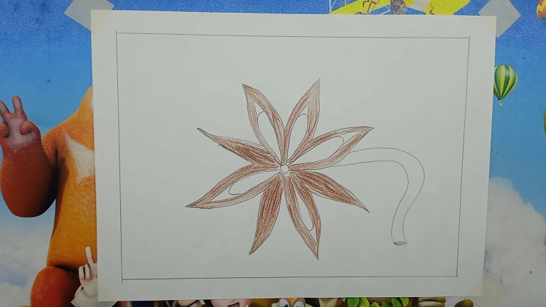 Anise Flower Drawing Easy - Flower Drawing with Oilpastel 6 Anise Drawing Easy Step by Step For Kids/Beginners