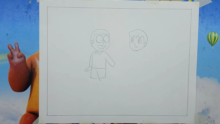 Nobita and Shizuka Drawing Easy Step by Step For Kids/Beginners 5 Nobita and Shizuka Drawing
