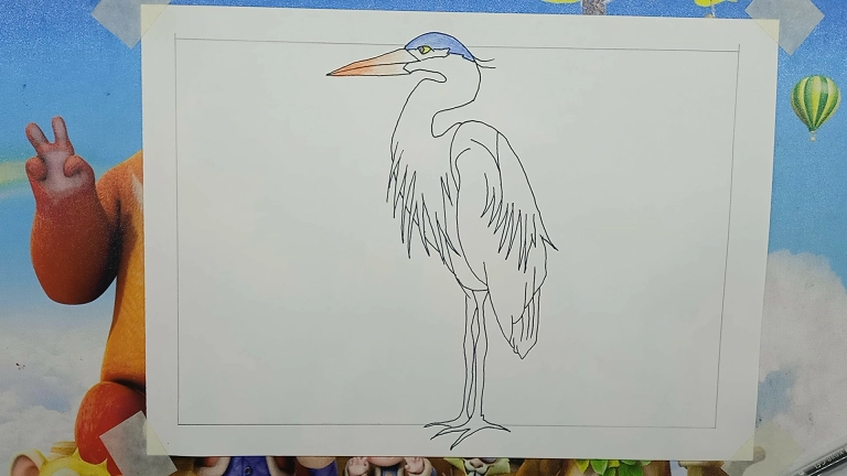 Heron Drawing Easy Step by Step For Kids/Beginners
