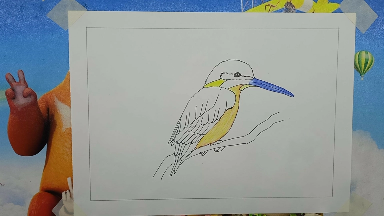 Kingfisher Drawing Easy Step by Step For Kids/Beginners