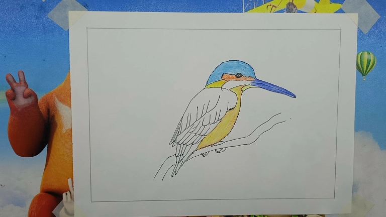 Kingfisher Drawing Easy Step by Step For Kids/Beginners