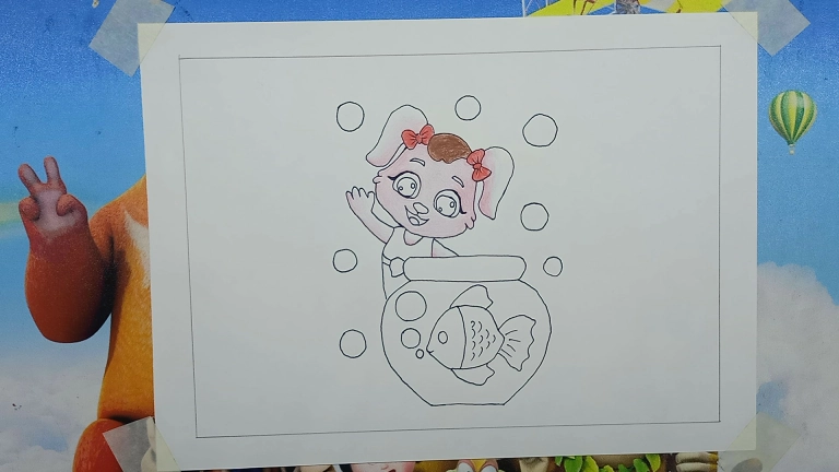Cute Cat and Golden Fish Drawing Easy - Drawing Tutorial for Kids 11 Cute Cat and Golden Fish Drawing 11 1