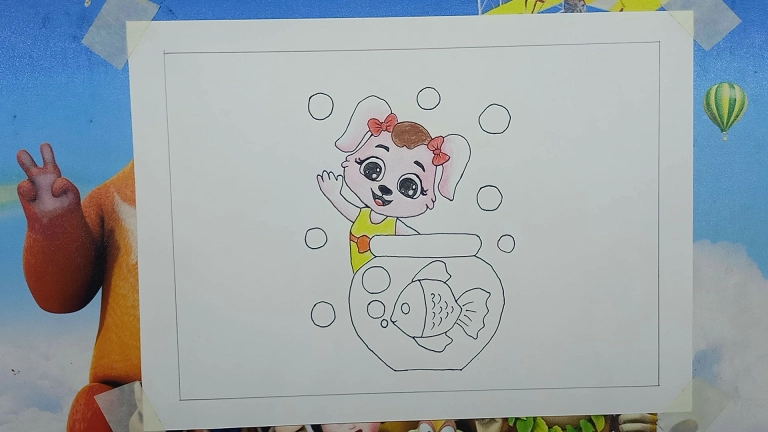 Cute Cat and Golden Fish Drawing Easy - Drawing Tutorial for Kids 13 Cute Cat and Golden Fish Drawing 13
