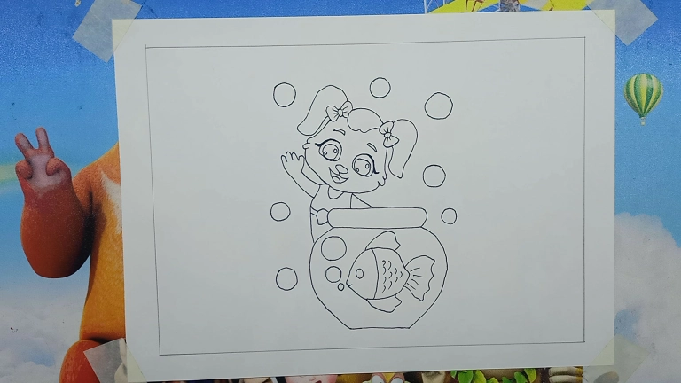 Cute Cat and Golden Fish Drawing Easy - Drawing Tutorial for Kids 9 Cute Cat and Golden Fish Drawing 9